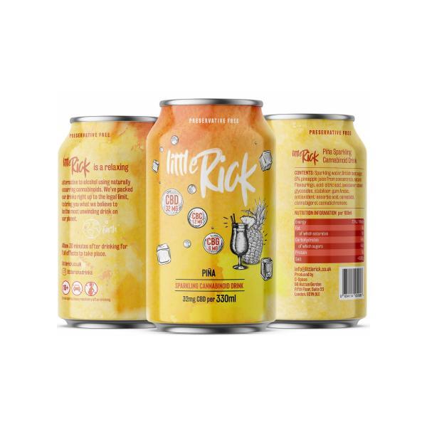 24 x Little Rick 32mg CBD (+CBG) Sparkling 330ml Pina Drink - Image 2