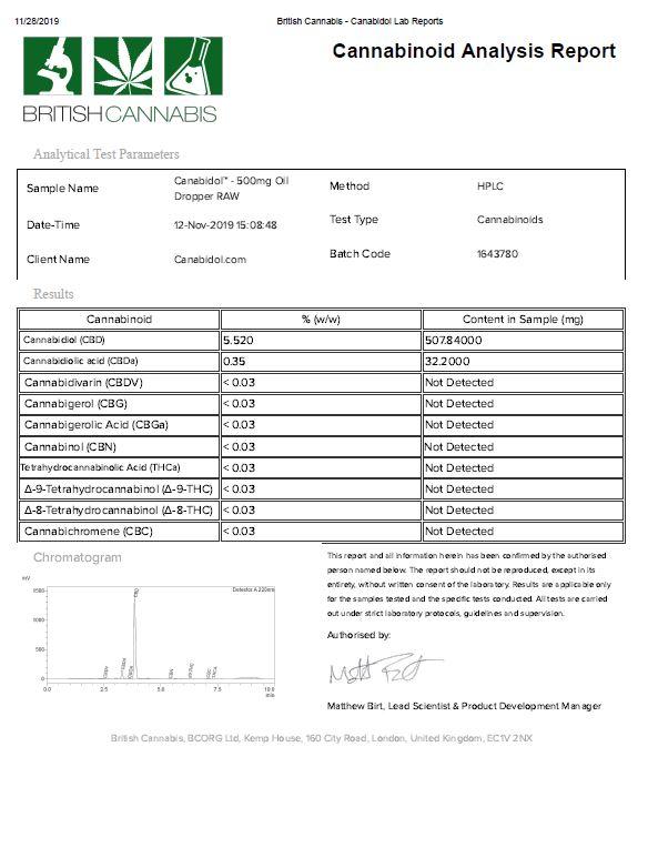 Canabidol 500mg CBD Raw Cannabis Oil Drops 10ml - Image 2