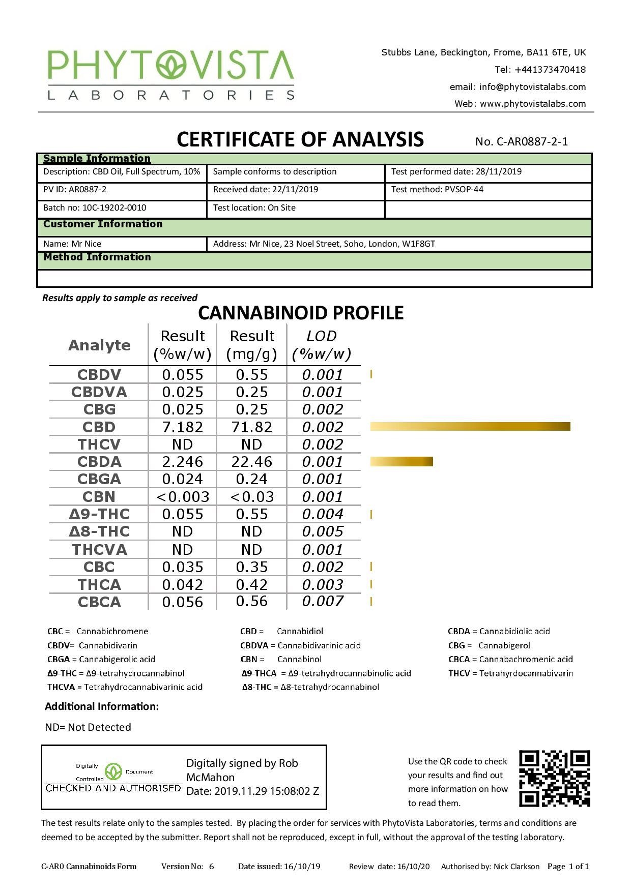 Mr Nice 10% 1000mg CBD Oil Drops 10ml - Image 2