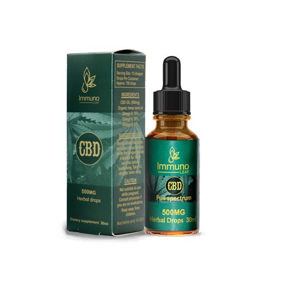 Immuno Leaf 500mg CBD Premium Organic Hemp Seed Oil 30ML (Buy 1 Get 1 Free!)