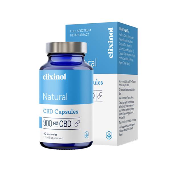 Elixinol 900mg CBD Hemp Oil Capsules - Natural