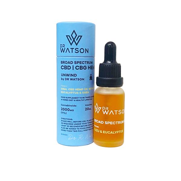 Dr Watson 2000mg CBD + CBG Broad Spectrum Oil 20ml - Unwind
