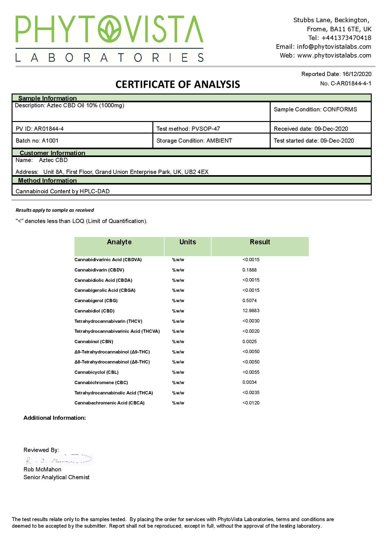 Aztec CBD Full Spectrum Hemp Oil 1000mg CBD 10ml - Image 2