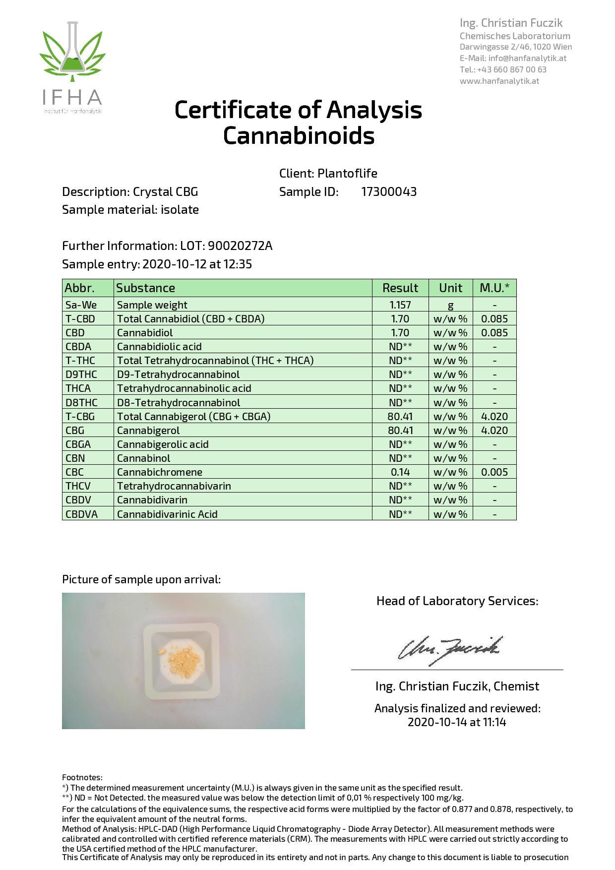 Plant Of Life 500mg CBG Crystal Powder Bulk 90% CBG - Image 2